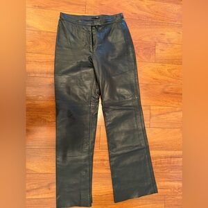 Sisley 100% Genuine Leather High Waisted Straight Leg Pants